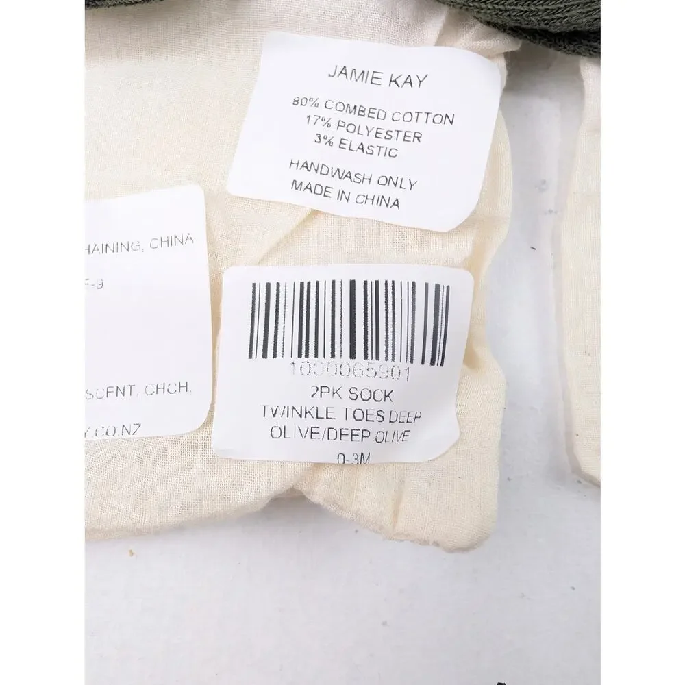 Jamie Kay 3 Pairs Baby 0-3 Months Ankle Socks - Olive Twinkle Toes Gingham Gray